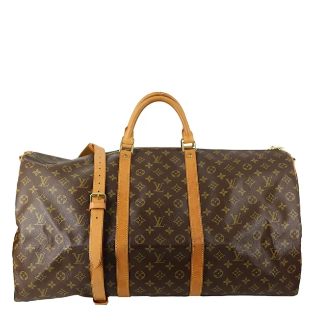 Louis Vuitton Keepall 60 Bandouliere Monogram Canvas Travel Bag Brown in Brown Coated canvas from Dallas Designer Handbags