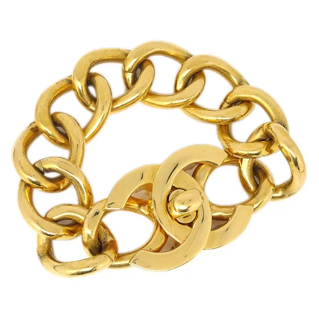 Chanel 1996 Turnlock Gold Chain Bracelet 96P in Gold from AMORE Vintage Tokyo