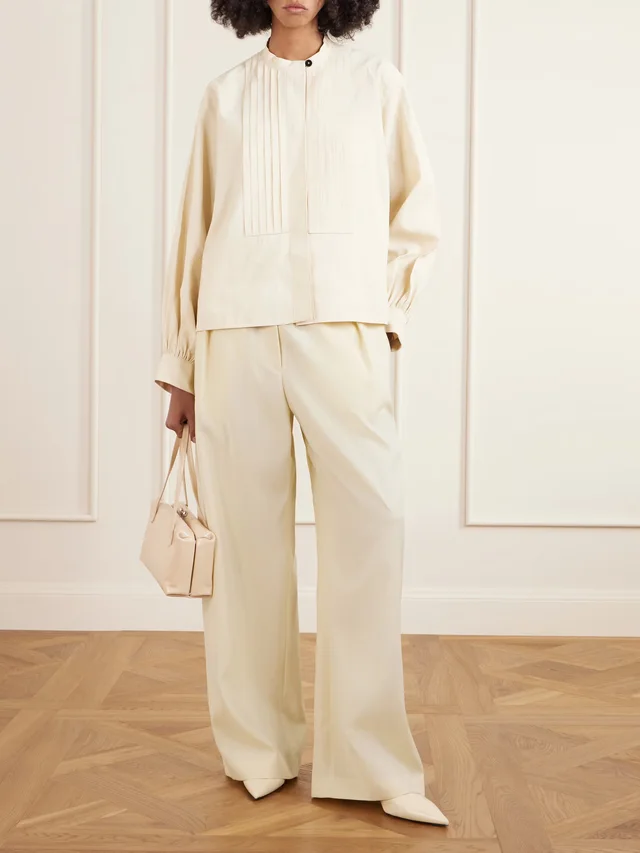 JIL SANDER Pleated linen shirt in Beige, photo 2 of 2 from NET-A-PORTER (Canada)