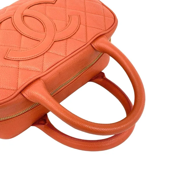Chanel Quilted CC Logo Caviar Leather Mini Boston Bag Pink in Pink Caviar leather from The Reluxe, photo 2 of 2