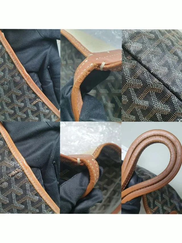 Goyard St Louis Gm Tote Black Tan Chevron Canvas Large Designer Bag in black|brown|neutral Canvas from Poshmark, photo 5 of 11