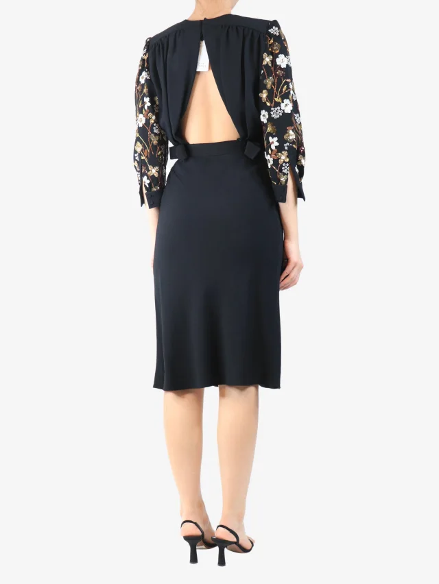 Miu Miu Black AW12 embellished crepe midi dress - size UK 10 in Black from Sign of the Times, photo 2 of 4