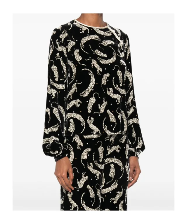 Forte Forte leopard-print velvet-effect top, photo 3 of 5 from SENSER