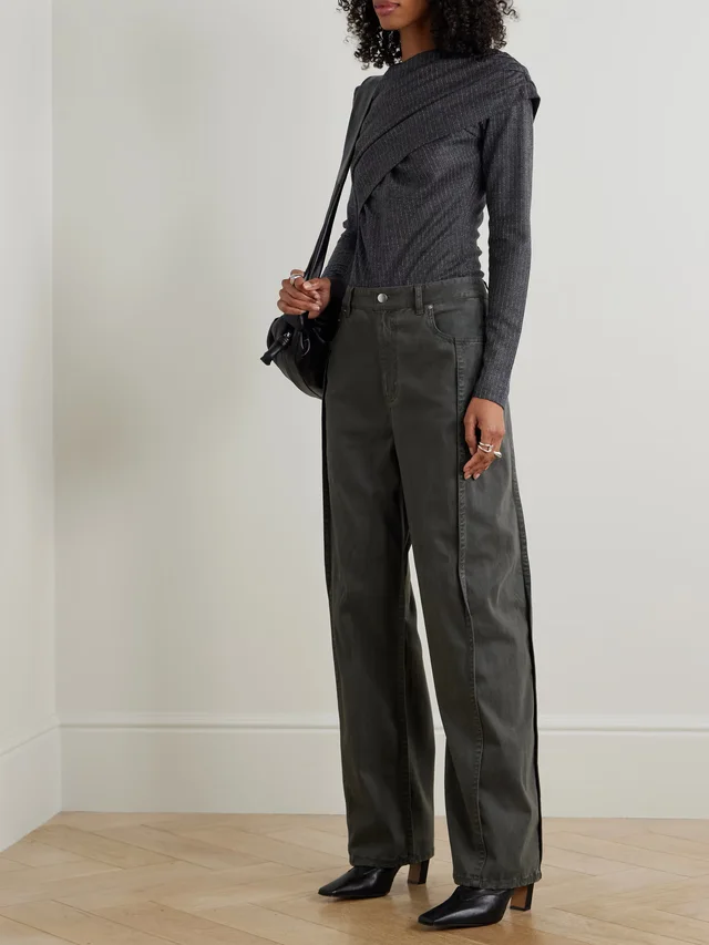 ISABEL MARANT Asna draped wool and cotton-blend jersey top in Grey, photo 2 of 2 from NET-A-PORTER (Canada)
