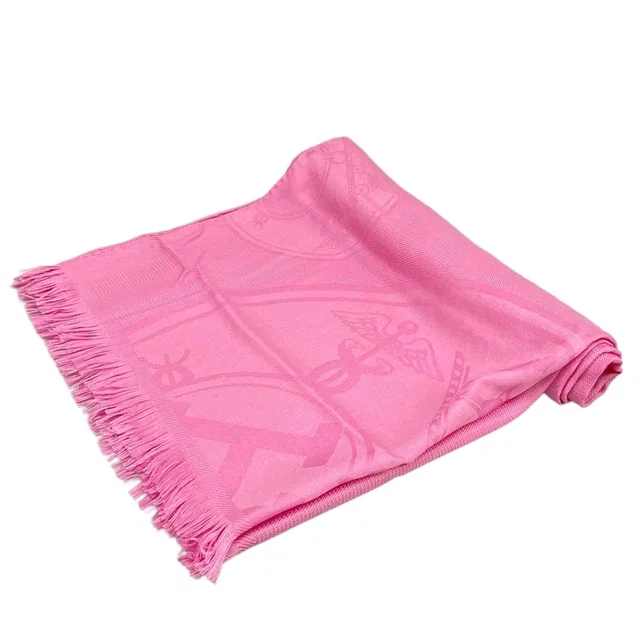 Hermès Shawl New Libris Pink Cashmere Silk Scarf in Pink Silk from The Reluxe