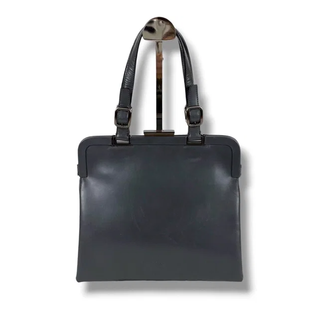 Prada Purse Top Handle Handbag Gray Leather in Grey Leather from The Reluxe