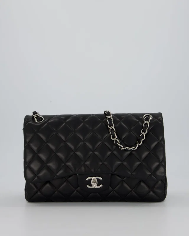 Chanel Black Jumbo Classic Double Flap Bag in Black Lambskin from Sellier