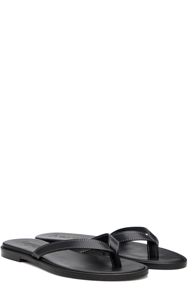 Aeyde Black Melody Leather Thong Sandals, photo 4 of 4 from SSENSE