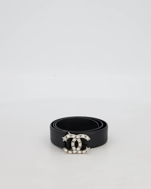 Chanel 22/B Silver Ruched Belt with Diamante CC Logo Detail Size 80cm in Silver from Sellier, photo 3 of 5