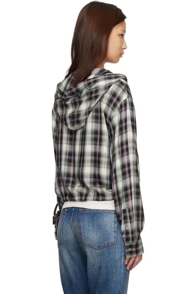 Acne Studios Black & Green Hooded Overshirt, photo 3 of 4 from SSENSE