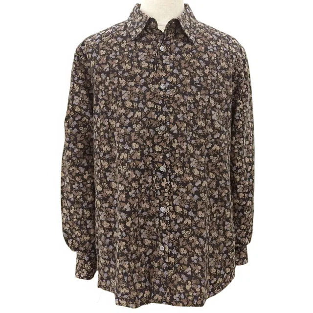 Louis Vuitton Flower Logo Pattern Long-Sleeve Shirt #L Black/Brown in Black from VINTAGE QOO TOKYO