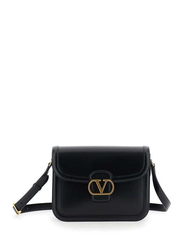 Valentino Garavani Vlogo Shoulder Bag — Black Calf Leather in Black Calfskin from HEWI