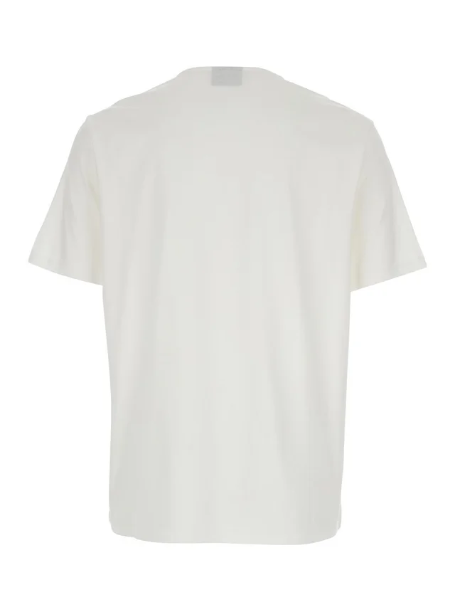 Crew Neck T-Shirt 'Emporio Armani' with Logo Embroidery on the Front in White Cotton for Men in White 100% Cotton, photo 4 of 5 from Gaudenzi Boutique