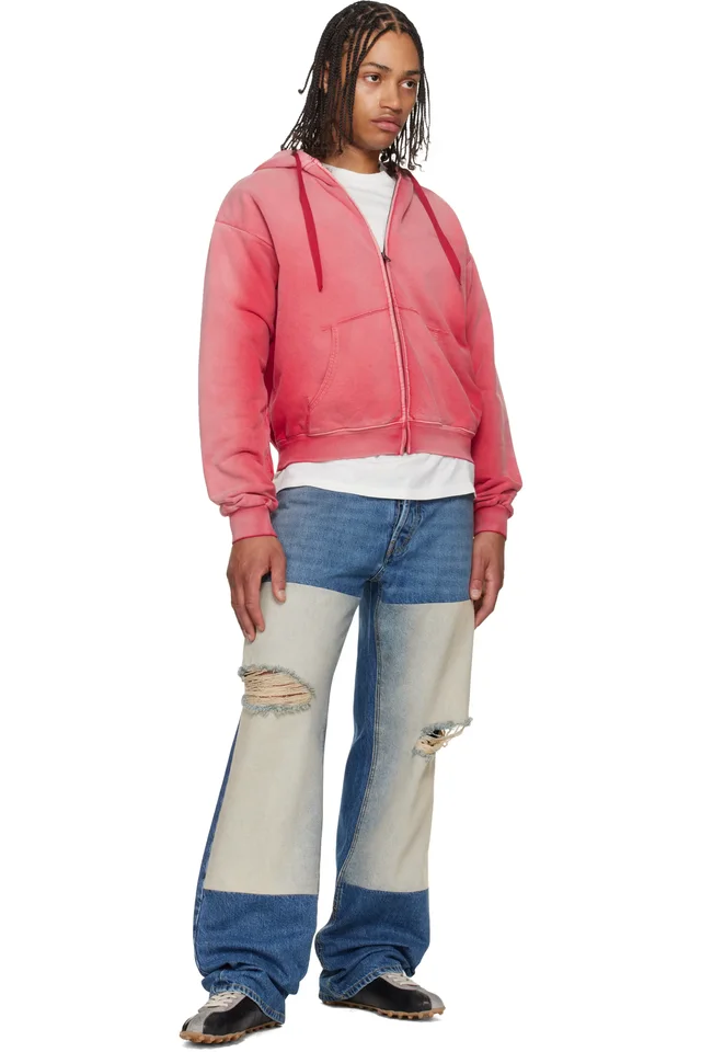 Maison Margiela Blue Patched Panel Straight Jeans, photo 4 of 4 from SSENSE
