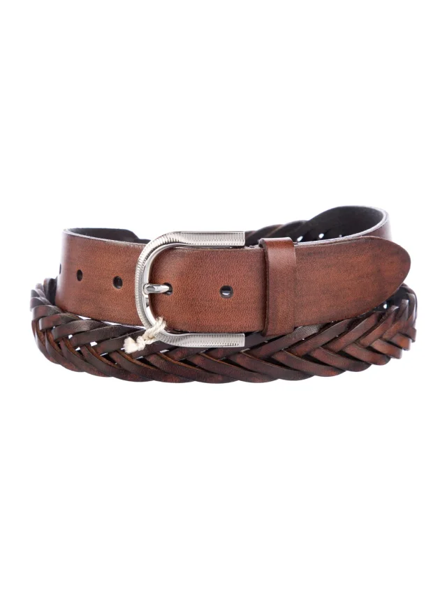 Brunello Cucinelli Leather Braided Accents Belt in brown|red Leather from The RealReal