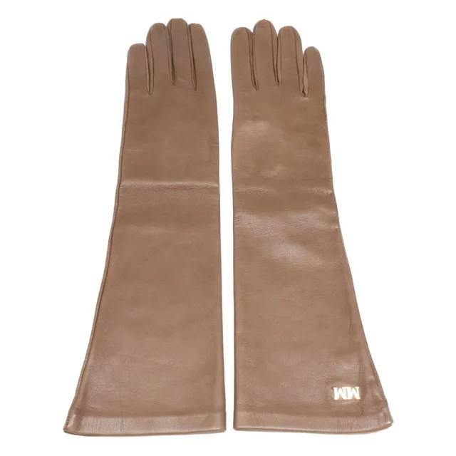 Max Mara MM Logo Leather Long Gloves in Leather from The Reluxe