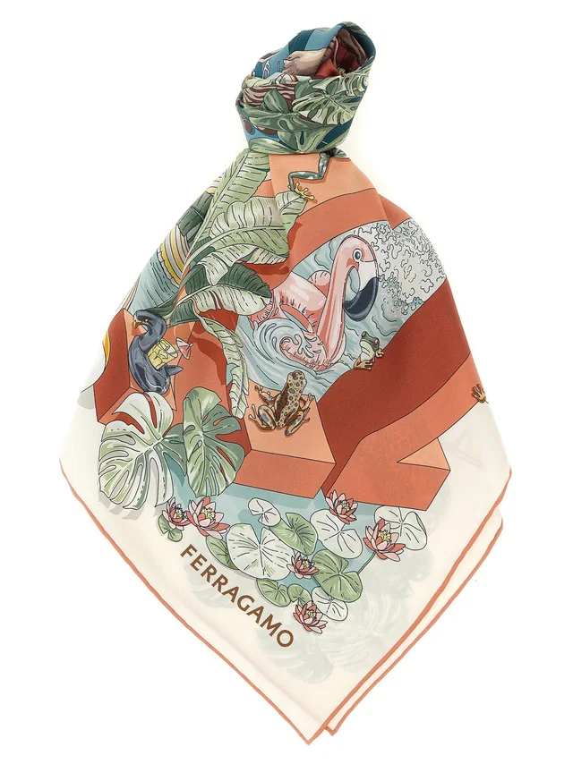 Ferragamo Scarf — Coral Silk Scarfs in Silk from HEWI