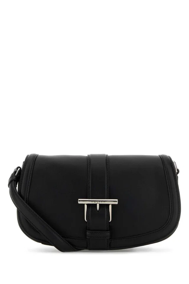 Alexander McQueen Satchel Crossbody Bag — Black T-bar in Black Leather from HEWI