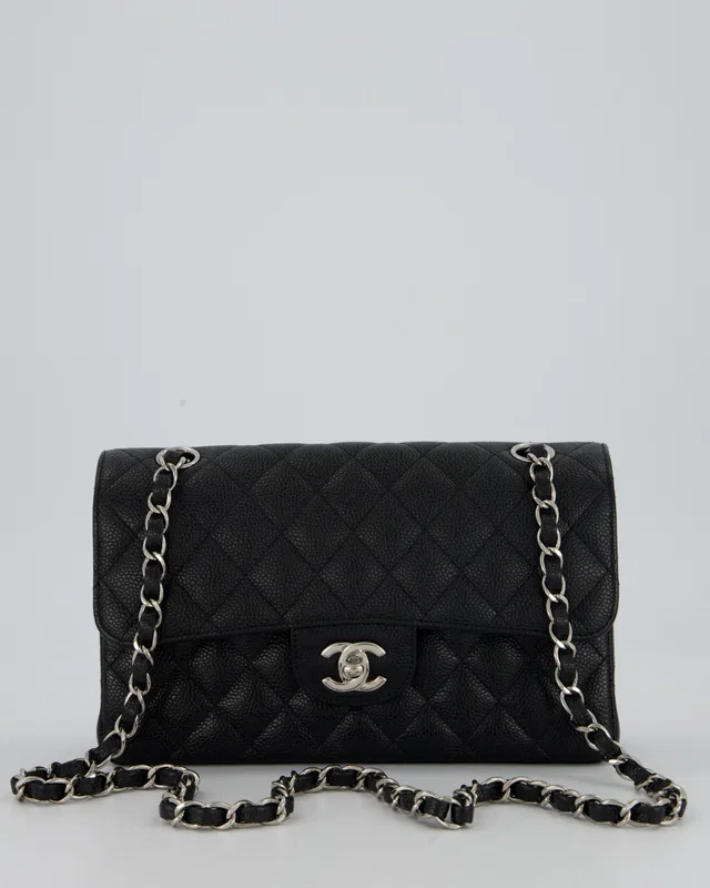 Chanel Black Small Classic Double Flap Bag in Black Caviar leather from Sellier