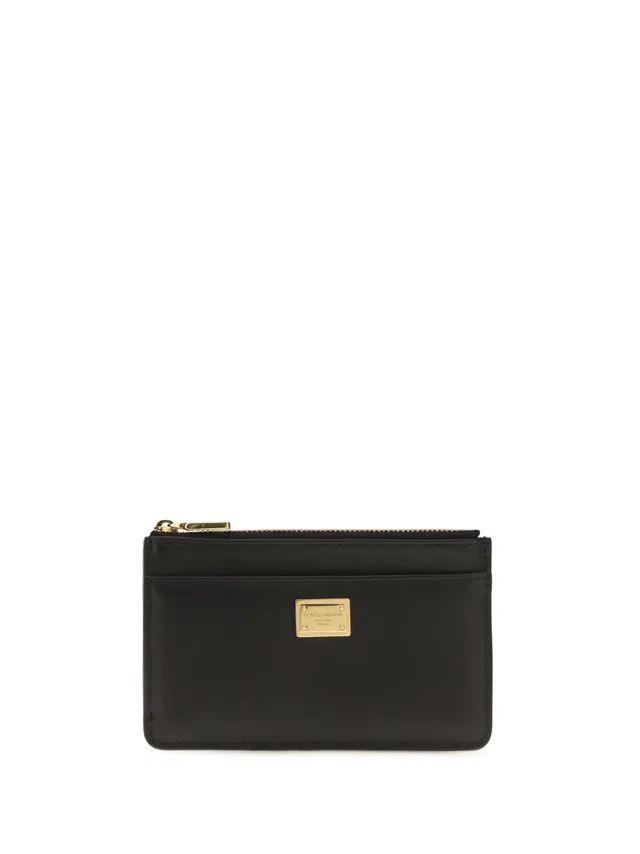 Dolce & Gabbana Leather Zip Card Holder Case — Black Calf Bos Taurus Wallet in Black Leather from HEWI