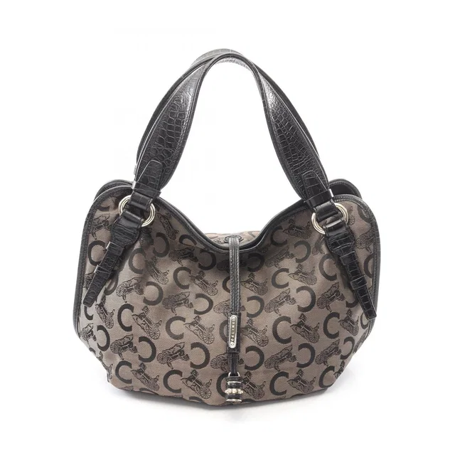 Celine Handbag Bittersweet Saluki Black Blanc Canvas Leather in Black Canvas from The Reluxe