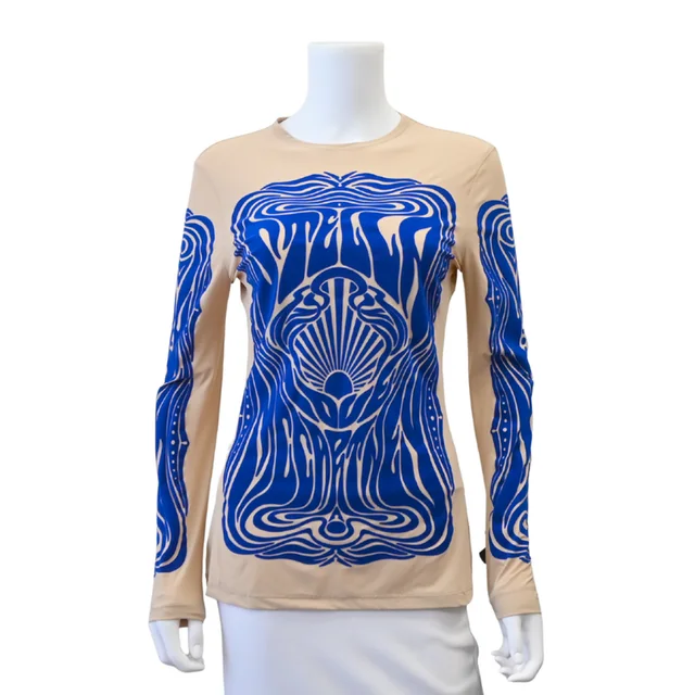 Stella McCartney Beige Velvet Tattoo Stretch Top in Beige Velvet from Clotheshorse Anonymous