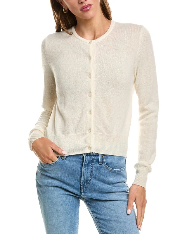 Forte Cashmere Basic Cropped Button 100% Cashmere Cardigan, image 1 of 1 from Gilt