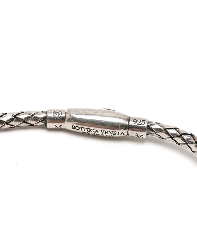 Bottega Veneta Intrecciato Silver Bracelet in Silver Woven leather from A Retro Tale, photo 2 of 9