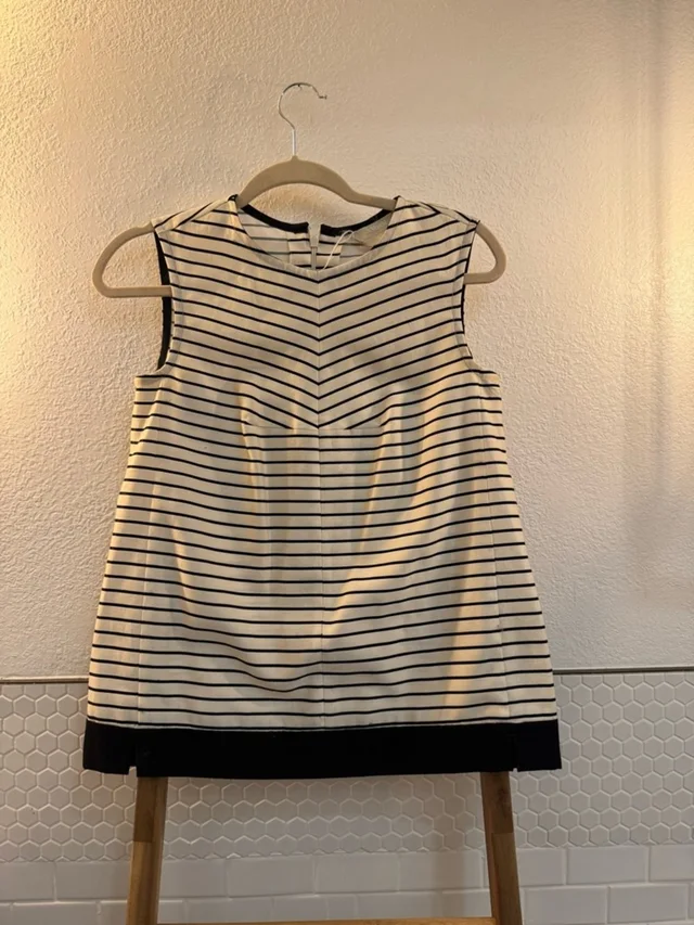 Max Mara Vintage Cream And Black Striped Shift Dress in black from Poshmark
