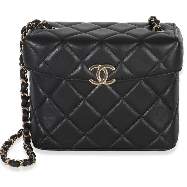 Chanel Black Quilted Lambskin Small Secret Box Bag in Black Lambskin from myGemma