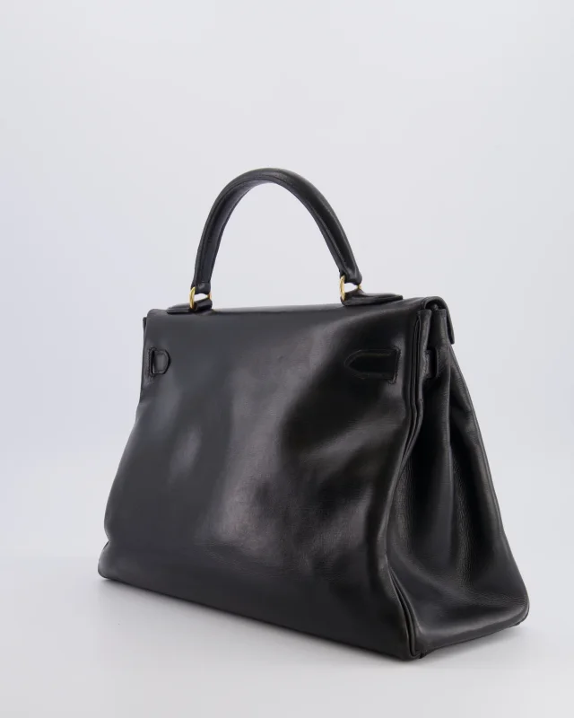 Hermès Vintage Kelly 32 Retourne Bag in Black Box leather from Sellier, photo 11 of 22