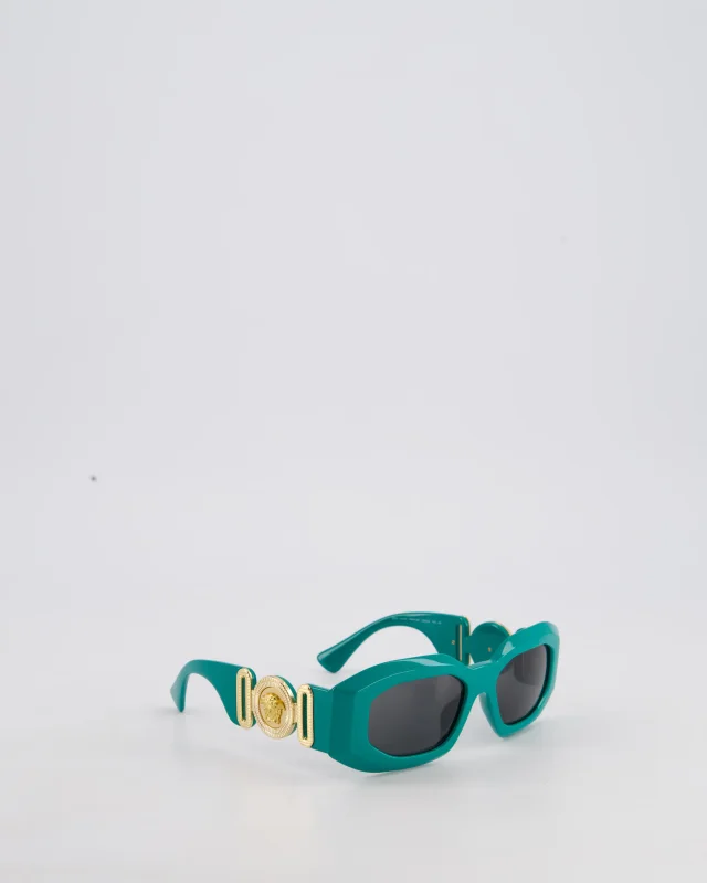 Versace Maxi Medusa Turquoise Sunglasses with Gold Logo Detail in Blue from Sellier, photo 2 of 4