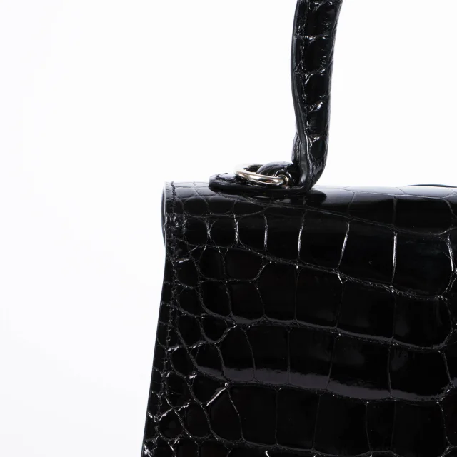 Delvaux Black Shiny Alligator Brillant Mini Bag in Black Crocodile from Labellov, photo 10 of 13