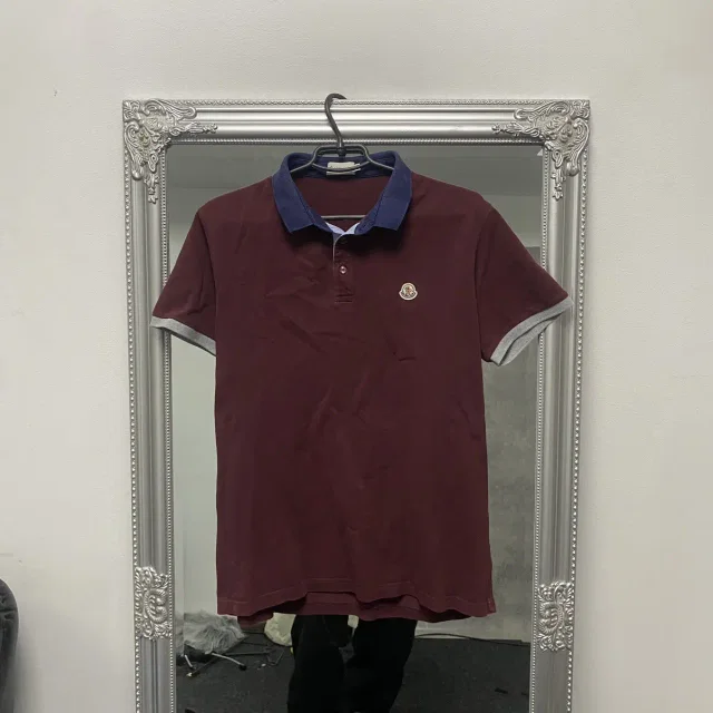 Moncler Polo Shirt Classic Logo Vintage in red from Grailed