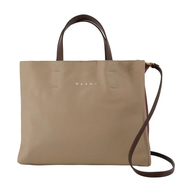 Marni Museo Tote Bag — Beige Calfskin in Beige Calfskin from HEWI