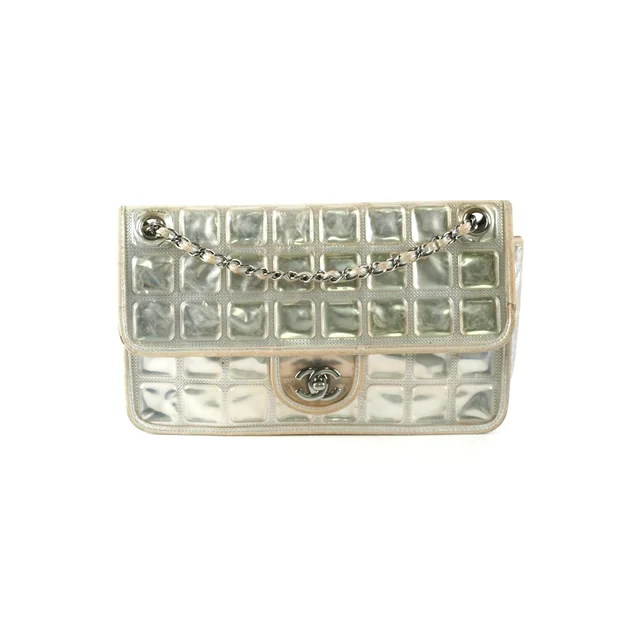 Chanel CC Turnlock Ice Cube Flap Silver in Silver Patent leather from The Purse Affair