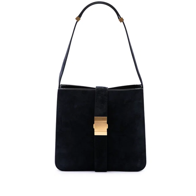 Black Bottega Veneta Suede Marie Shoulder Bag in Black Suede from Designer Revival