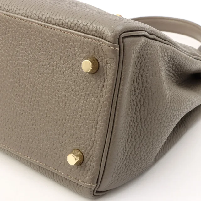 Hermès 2016 Kelly 28 Etoupe in Taupe Clemence leather from VINTAGE QOO TOKYO, photo 9 of 14