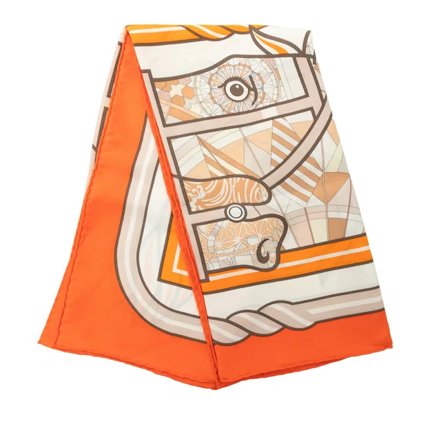 Orange Hermès Quadrige Silk Scarf 70 Scarves in Orange Silk from Designer Revival