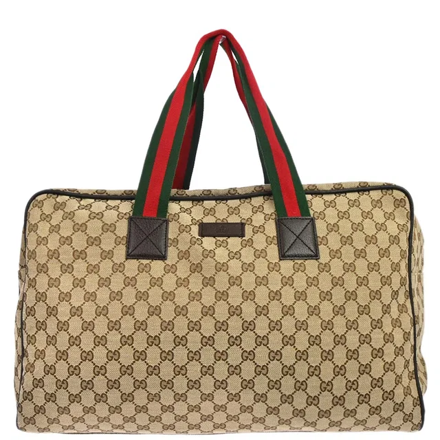Gucci Beige Canvas GG Sherry Line Duffle Handbag in Beige Canvas from AMORE Vintage Tokyo