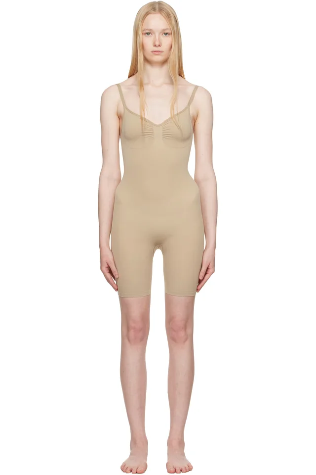 Beige Seamless Sculpt Mid Thigh Bodysuit, image 1 of 1 from SSENSE