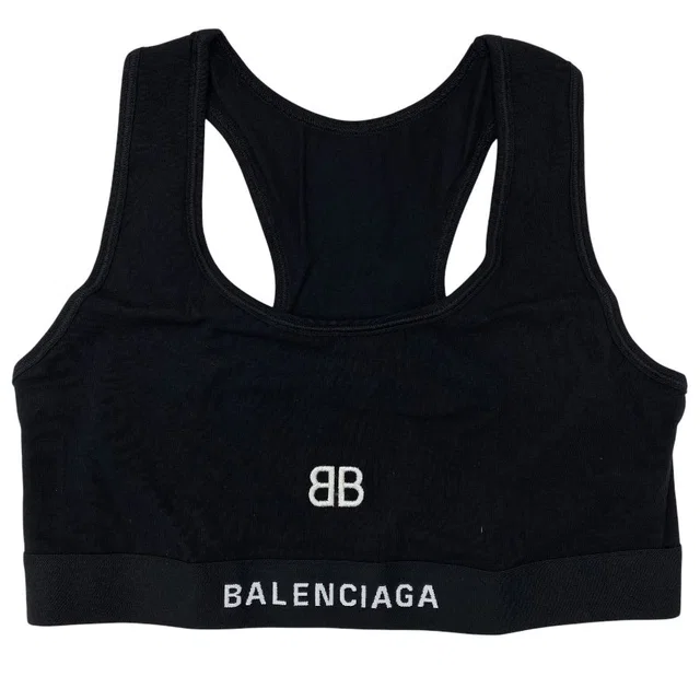 Balenciaga Jersey Logo Sports Bra Stretch Inner Wear Cotton Black in Black from The Reluxe