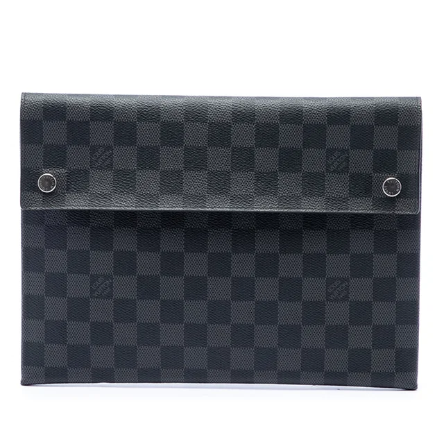 Black Louis Vuitton Damier Graphite Alpha Pochette GM Clutch Bag in Black Canvas from Designer Revival