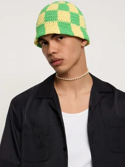 FLÂNEUR Checkered Beanie in 100% Cotton, photo 2 of 4 from LUISAVIAROMA