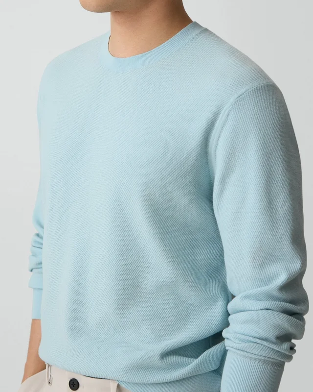 Theory Riland Crewneck Sweater in Light Bilen in LIGHT OCEAN AIR 62% Viscose, 38% Polyester; Exclusive Of Elastic, photo 4 of 12 from Theory