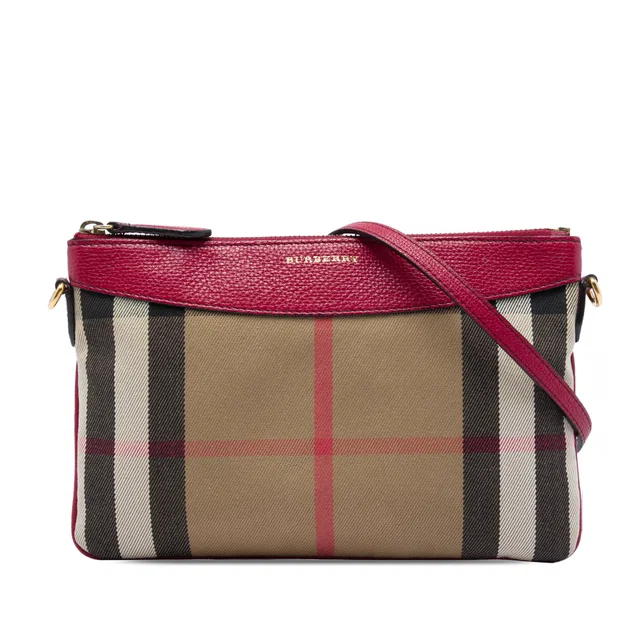 Brown Burberry House Check Canvas Derby Peyton Crossbody in Brown Canvas from Designer Revival