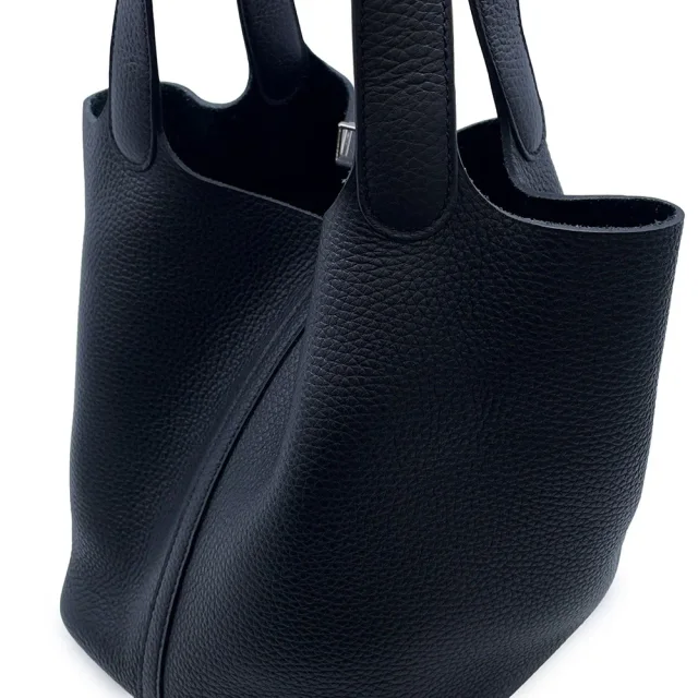 Hermès Picotin Lock Black Taurillon Clemence Size MM in Black Clemence leather from GALLERY RARE, photo 7 of 11
