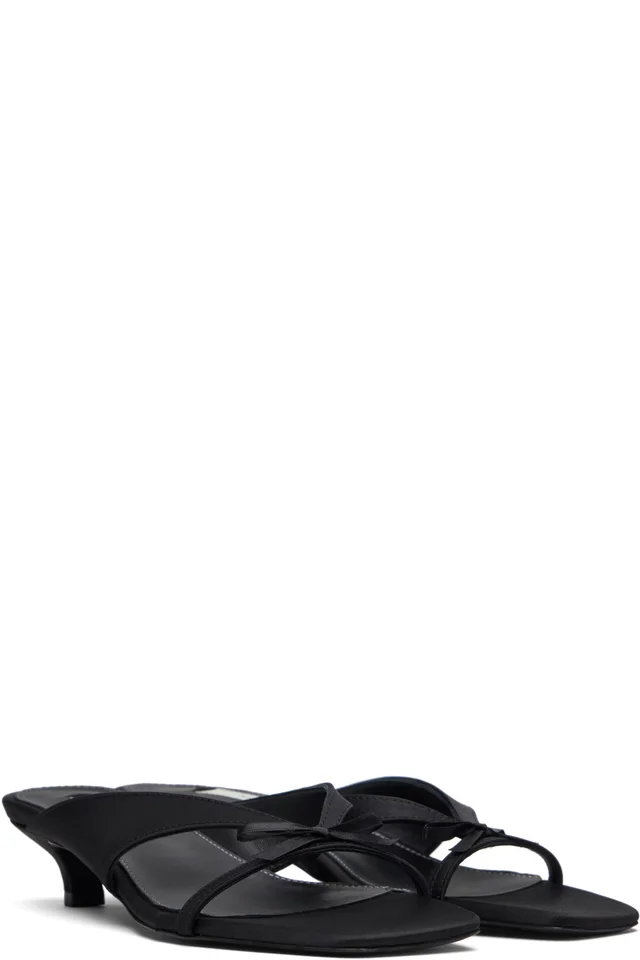 TOTEME Black Bow Satin Sandals, photo 4 of 5 from SSENSE