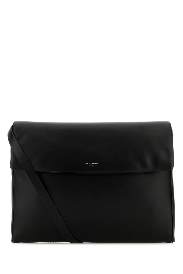 Dolce & Gabbana Leather Shoulder Clutch — Black in Black Leather from HEWI