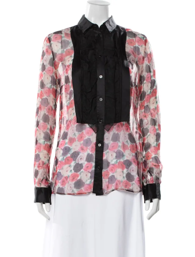 Dolce & Gabbana Floral Print Long Sleeve Blouse in red from The RealReal
